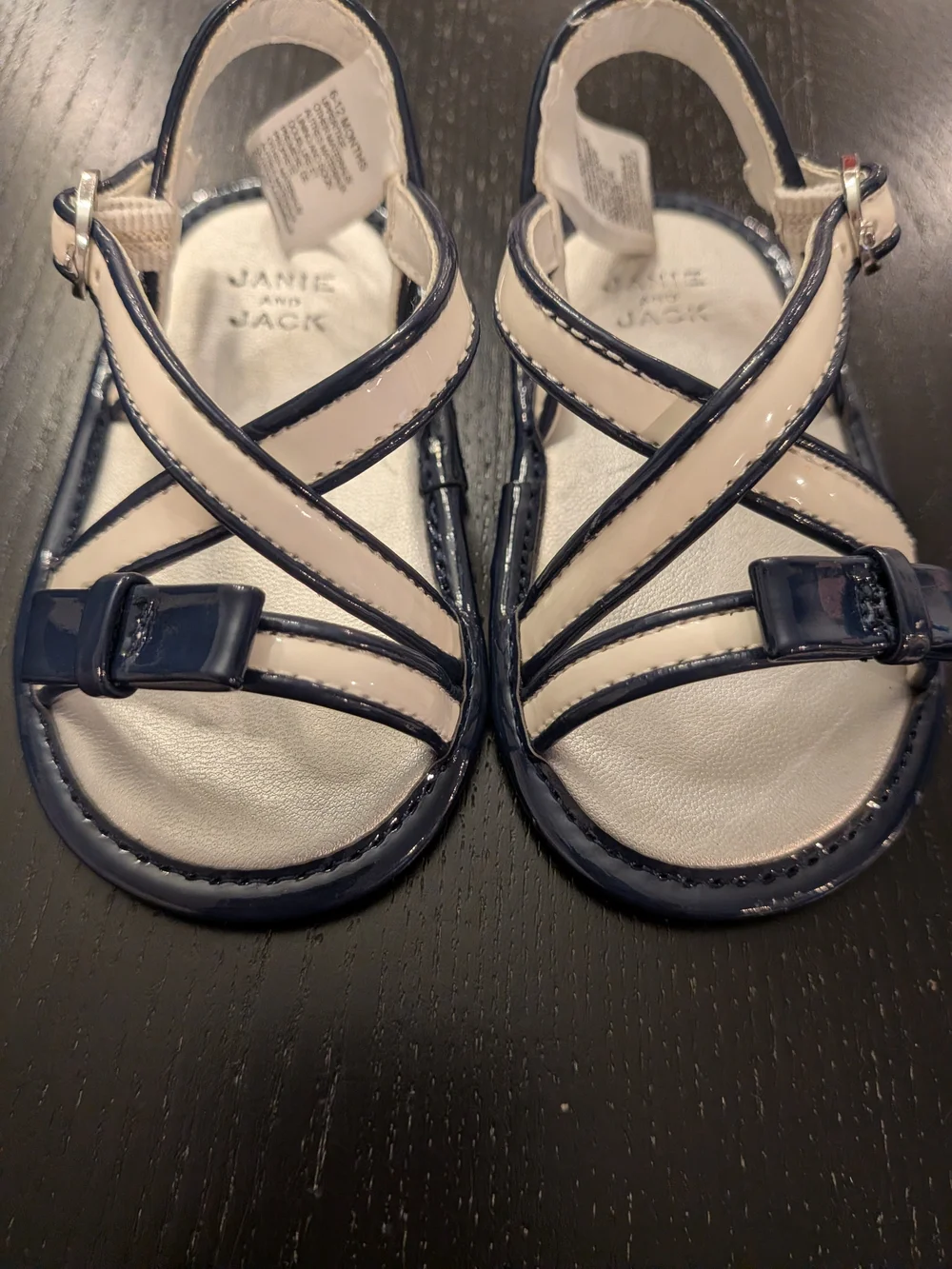 Janie and Jack Kids Navy and White Patent Sandals